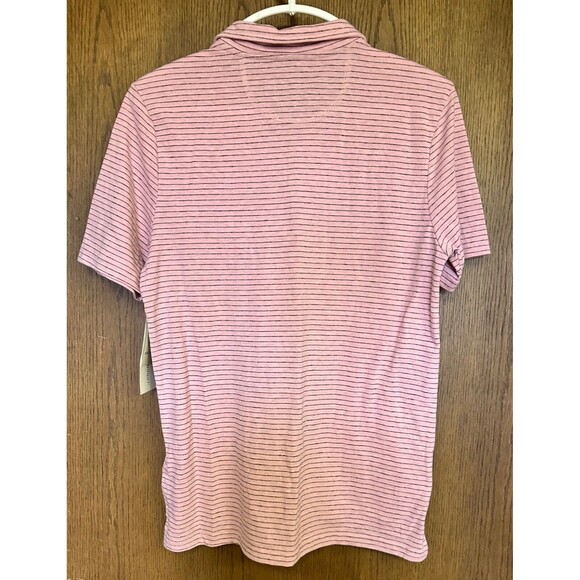 Threads 4 Thought Polo Mens Small Pink Striped Short Sleeve Preppy Casual Gray - Picture 3 of 6